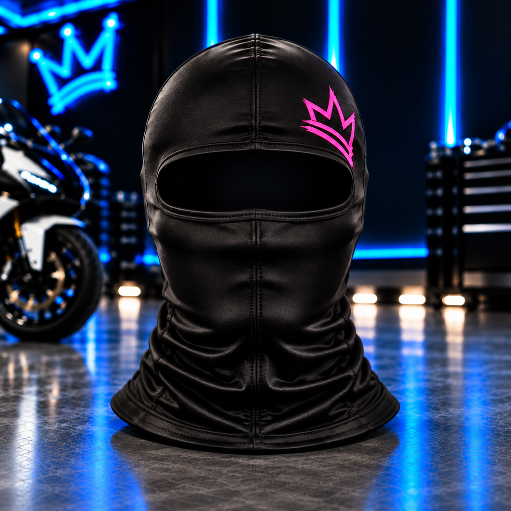 Mrs. FLY black silk balaclava with pink crown main image